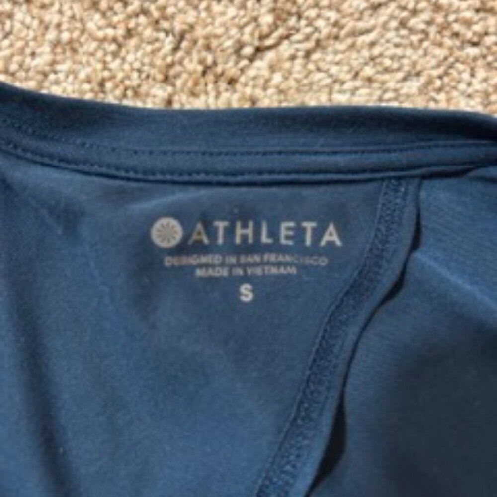 Athleta Womens Twist Back Keyhole Open Long Sleeve Navy Blue -Small - Picture 3 of 4